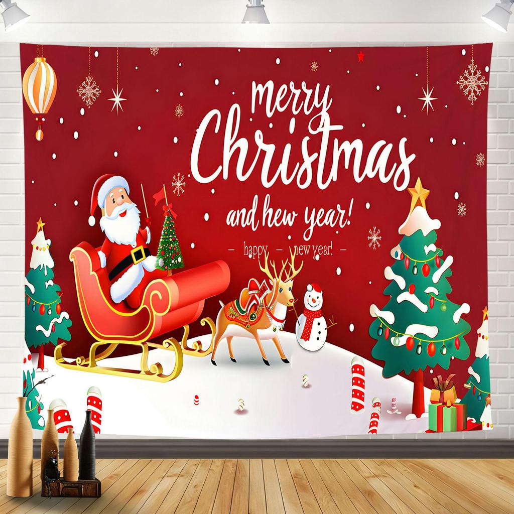 2025 Merry Christmas Tapestry: Festive Holiday Background Wall Hanging for Party Decoration