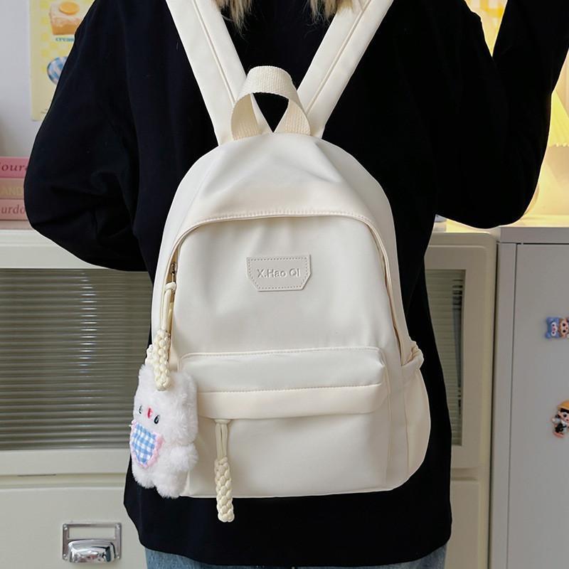 Color Solid Student Schoolbag Large Capacity Backpack Outdoor Leisure Bag Travel