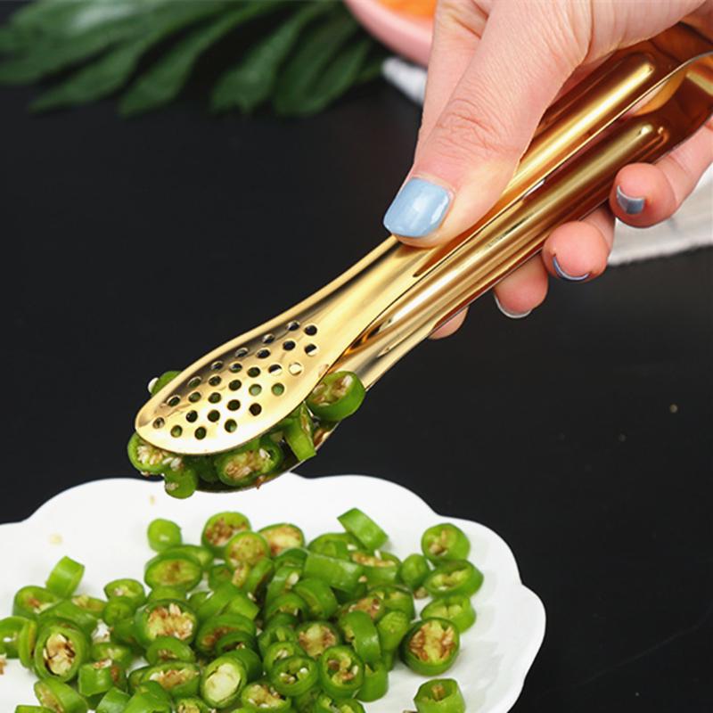 Dropshipping Stal Nierdzewna Kuchenne Szczypce do BBQ Nieprzywierające Inteligentny Grill Klips do Mięsa Kulinarny Zacisk do Jedzenia Złote/Srebrne Akcesoria