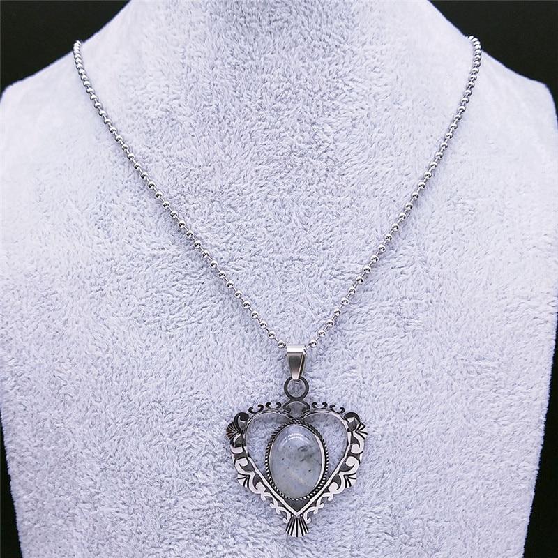 Stainless Steel Flash Stone Boho Love Heart Flower Charm Necklaces /Men r Tone Color Jewelry For Women Bijoux Homme N3604S04Flower Charm