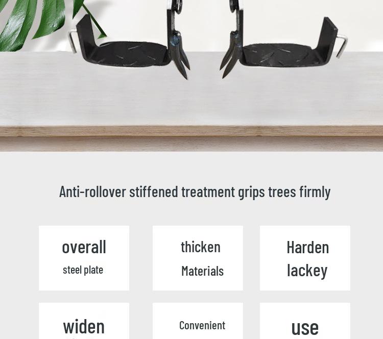 Tree Climbing Tool: Upright Foot Spikes with Large Bend and Wasp Foot Buckle Iron Shoes