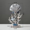 Mediterranean Wood Fish Coral Statue Shell Miniature,Ocean Animal Crafts Ornaments Living Room Children's Bedroom Decoration