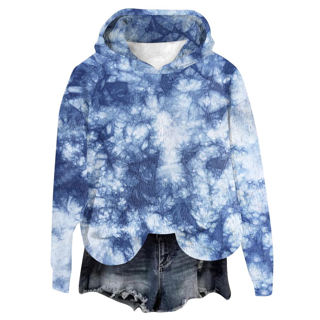 Women's Hooded Long Sleeve Printed Flannel Top Hooded Sweatshirt