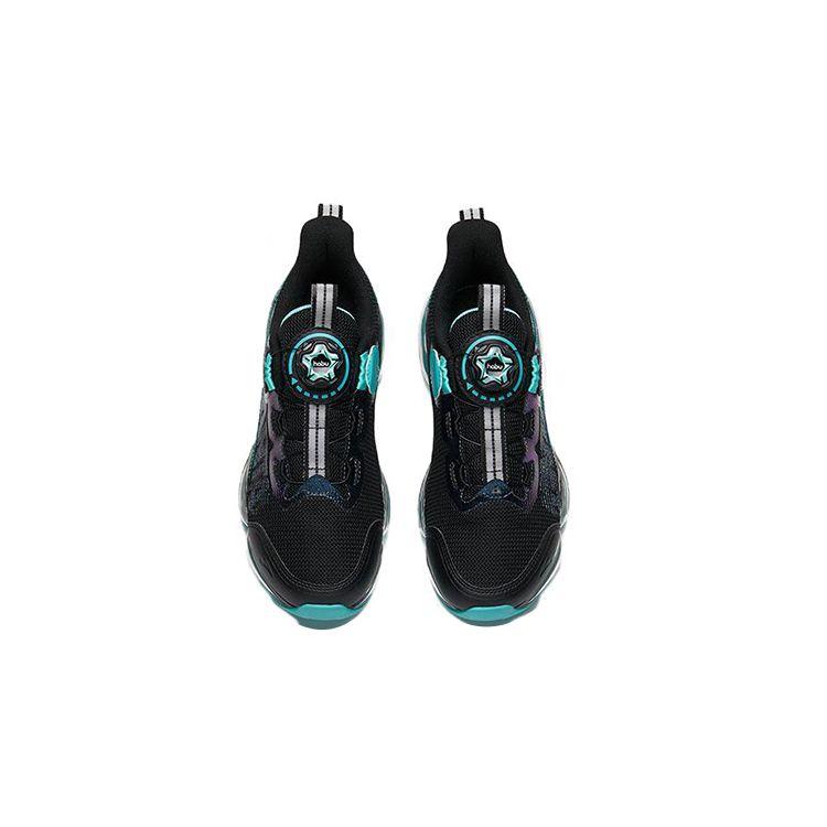 Anta Mesh Cushioning Shock Absorption Non-Slip Wear-Resistant Breathable Low-Top Running Shoes Kids sneaker Black Green 312235502-3