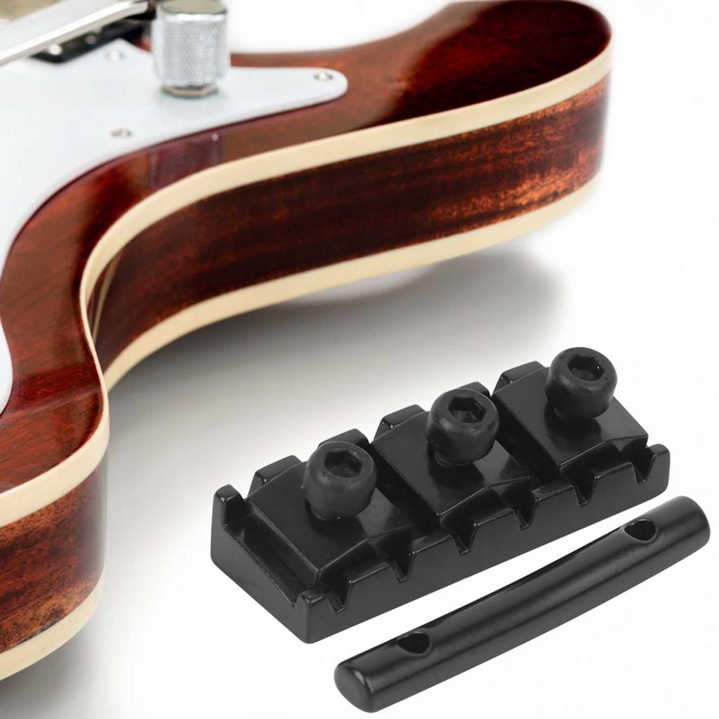 Electric Guitar String Lock Nut with Headstock String Retainer Bar Screw Hex Wrench ReplacementBlack(GE99)