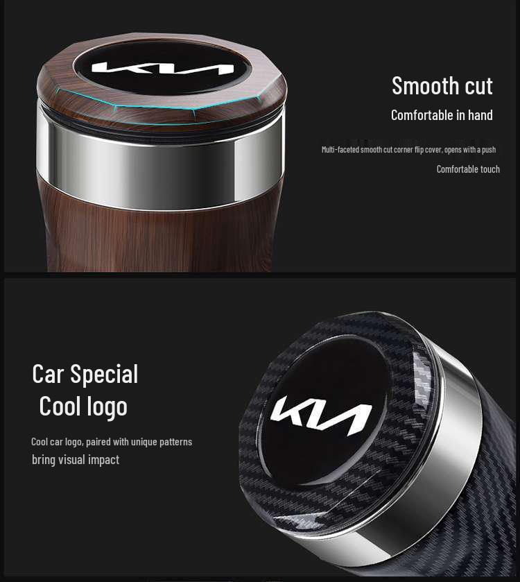 Kia EV5/K5 2025 High Flame Retardant Car Ashtray with Lid and Light