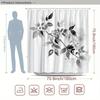 Black and white watercolor shower curtain gray branches simple gradient design waterproof shower curtain machine washable