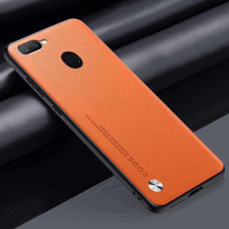 

Роскошный чехол из искусственной кожи для OPPO AX7 A3S A5S A12 A12E, матовый силиконовый чехол для телефона OPPO A3 F11 A9X AX5S Realme C1 Coque For OPPO A3S оранжевый