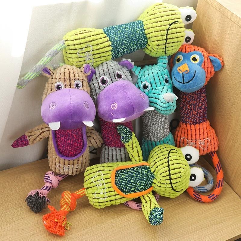 Dog Toy Animals Shape Bite Resistant Squeaky Toys Corduroy Dog Toys for Small Large Dogs Puppy Pets Training Accessories