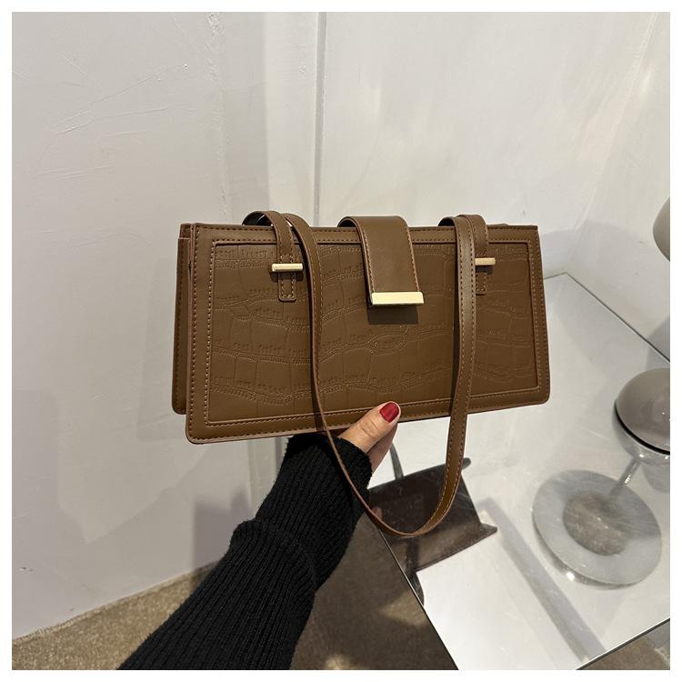 

Елітна жіноча сумка у французькому стилі 2024 року, нова універсальна однокімнатна сумка під пахвами в іноземному стилі, популярна маленька квадратна сумка темно-коричневого кольору