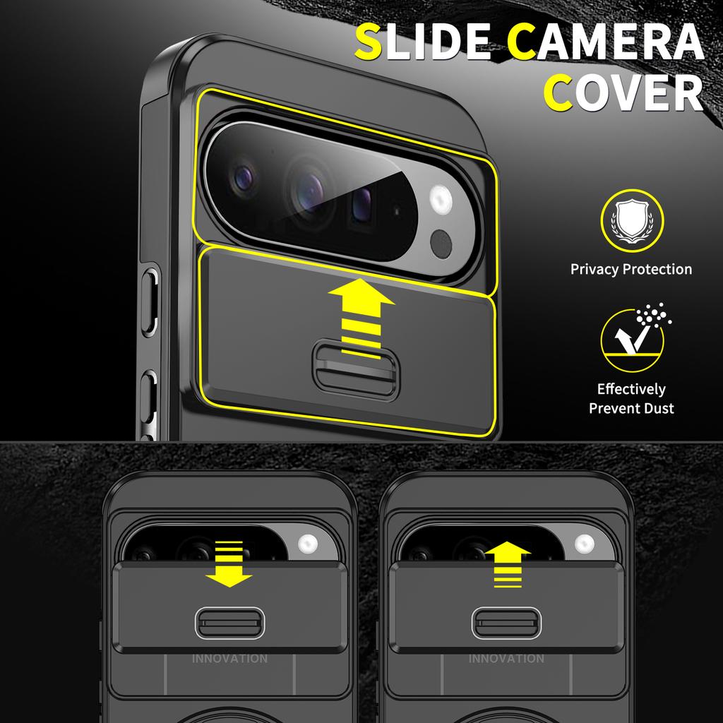 Magnetic Ring Stand Phone Case For Google Pixel 9 10 Pro XL 9A Slide Camera Lens Protection TPU Frame Hard Plastic Back Cover