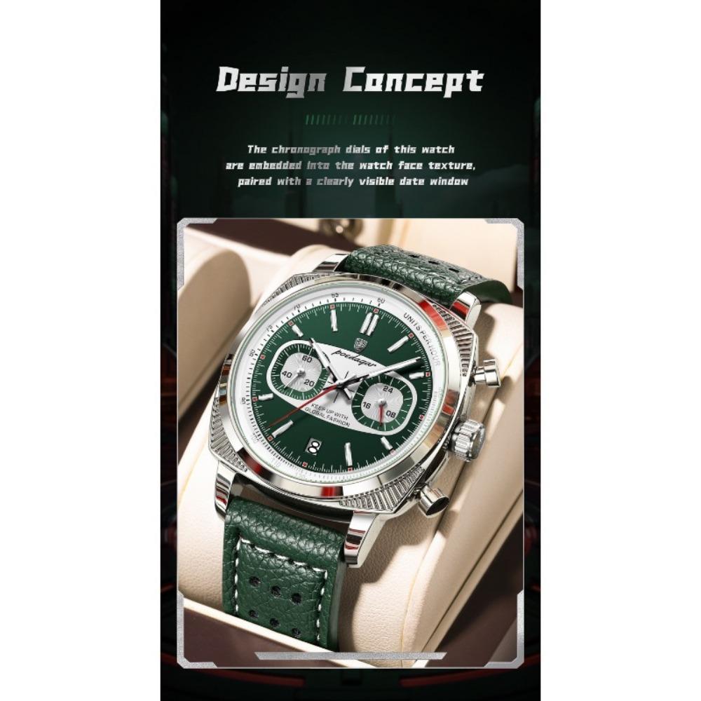 POEDAGAR Original Fashion Men Clock Luminous Waterproof Chronograph Date Watch for Man Luxury Leather Quartz Watches Reloj