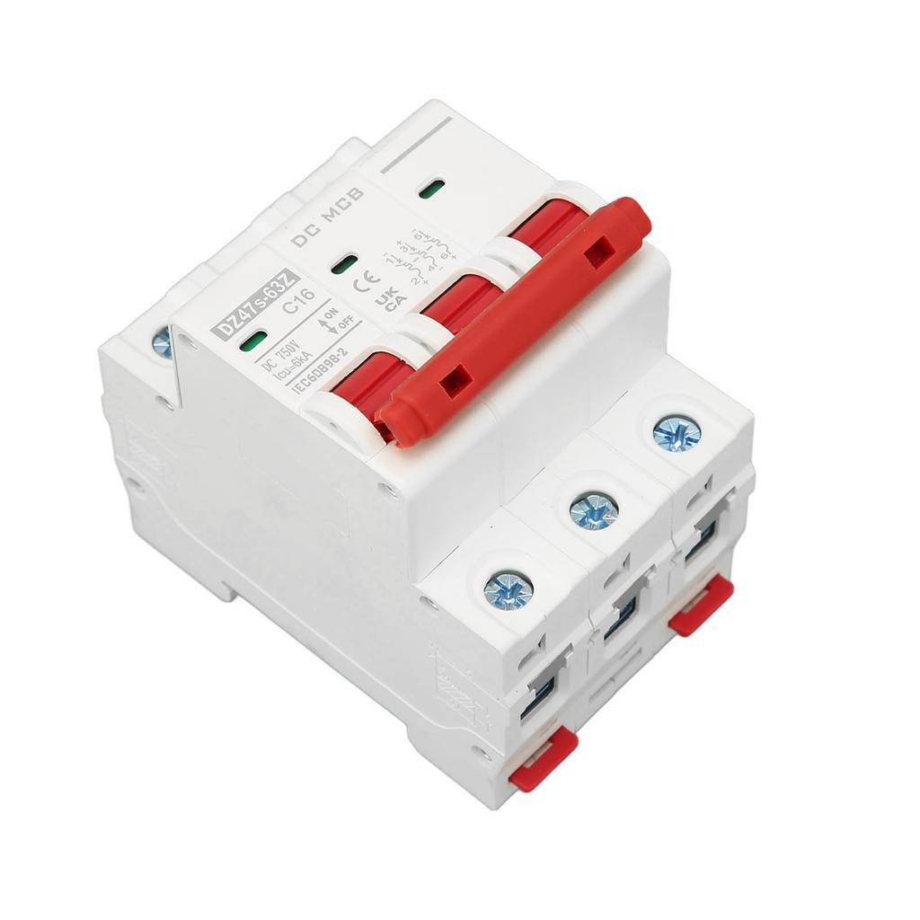 3P DC Circuit Breaker 6000A Breaking Capacity Mini Safety Circuit Breaker for Solar Photovoltaic System 16A 750V