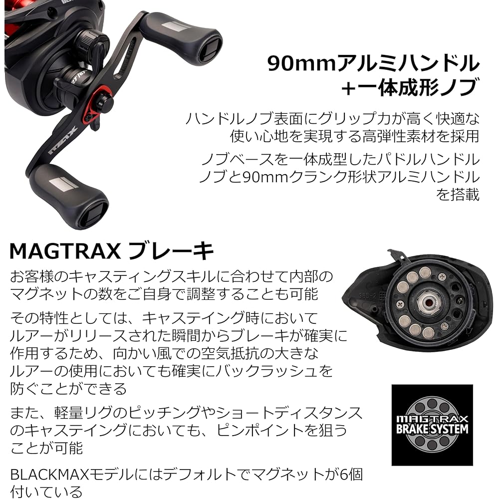 Abu Garcia Blackmax-L Low Profile Baitcasting Reel for Bass and Saltwater Fishing