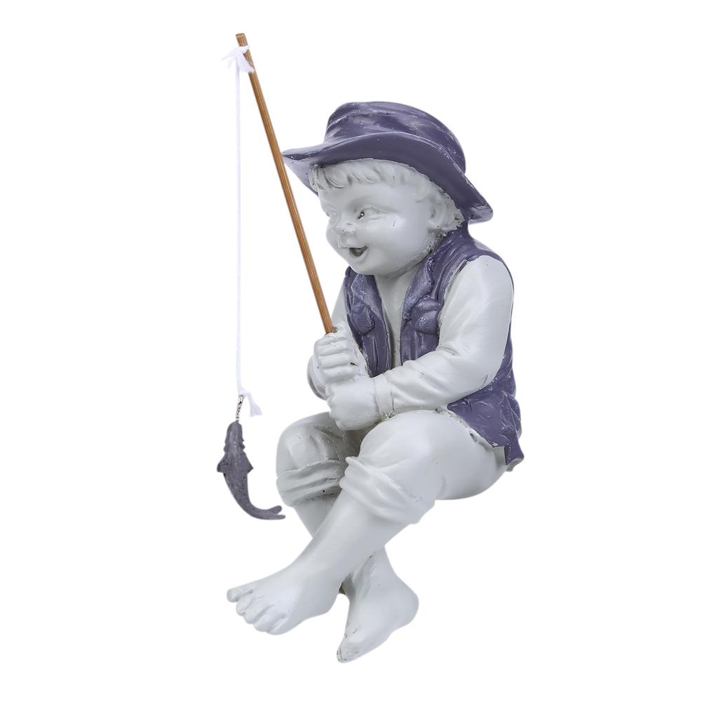 Funny Gone Fishing Boy Garden Statue Decor Creative Fisherman Garden Yard Lawn Resin Decoration Outdoor Figurine Home Ornaments