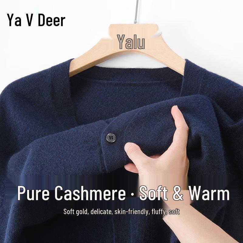 Yalu Men's Pure Cashmere V-Neck Cardigan