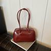 Retro PU Leather Boston Bag for Women Large Capacity Commute Shoulder Bag Vintage Handbag