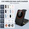3 in 1 Magnetic Foldable Travel Fast Wireless Charger Stand For Magsafe iPhone 16 15 14 13 12 Pro Apple Watch 2-9 SE Airpods Pro