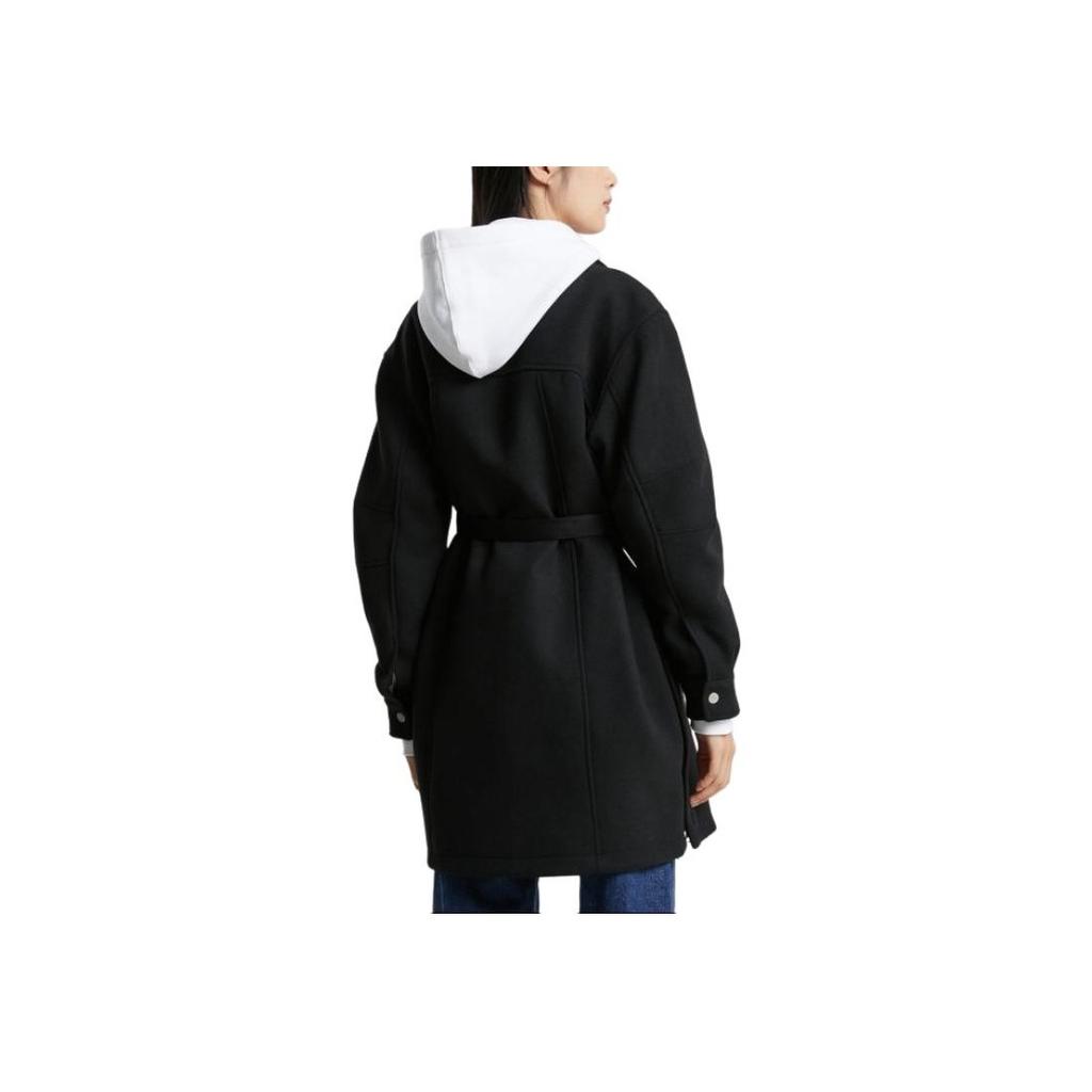 Calvin Klein Solid Color Lapel Zipper Long Sleeve Coat Women Coats Black J222318-BEH