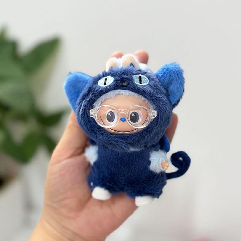 Für 10cm LABUBU4.0 Für Ropa Labubu Puppenkleidung Blaue Katze Zweiteiliges Set Kleines Tier Umhang Serie Umhang Accessoires Geschenk