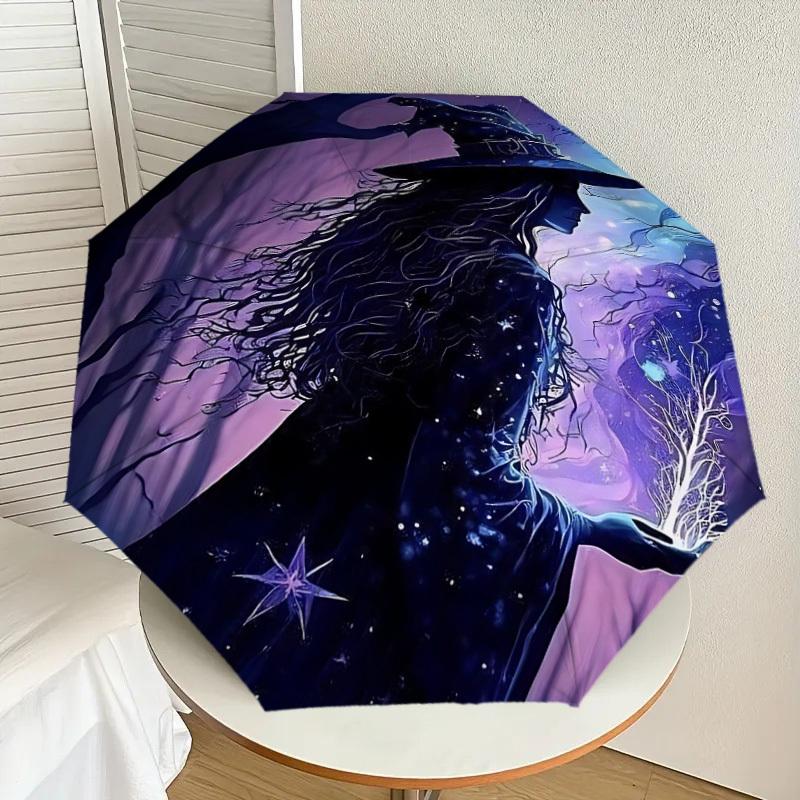 1PC Witchcraft Fantasy Automatic Folding Umbrella - Compact 8-Rib Design, Durable Plastic & Iron, Lightweight for Outdoor Daily Use, Festive Gift002