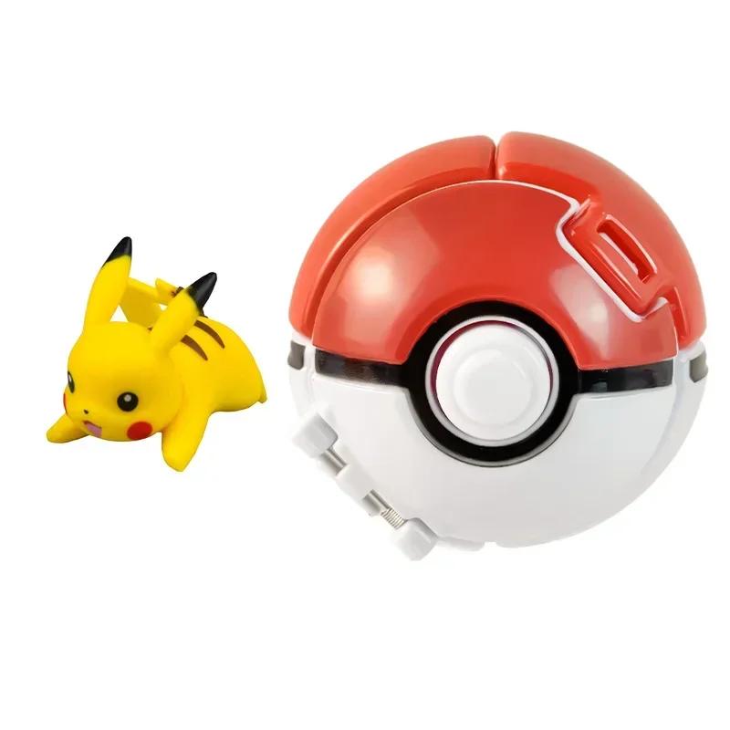 Pokemon Model with Ball Poke Pokeball Mew Groudon Solgaleo Mewtwo Pikachu Meowth Charizard Kyogre Fennekin Froakie Chespin Toy