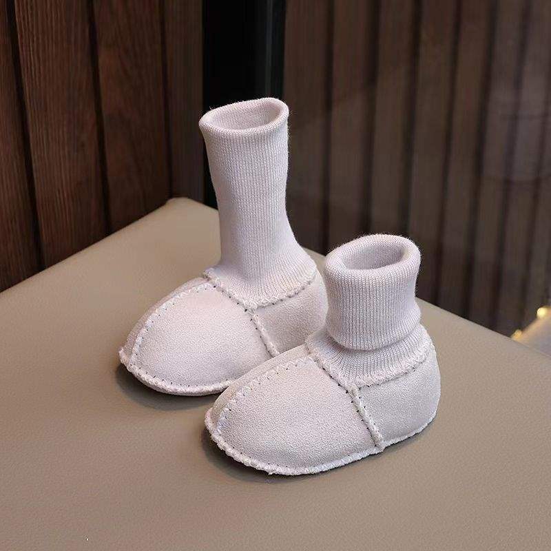 Winter Soft-soled Newborn Baby Cotton Shoes 0-6 Months Thickened Baby Anti-drop Socks Shoes Keep Warm and Do Not Lose Fluff Shoes
