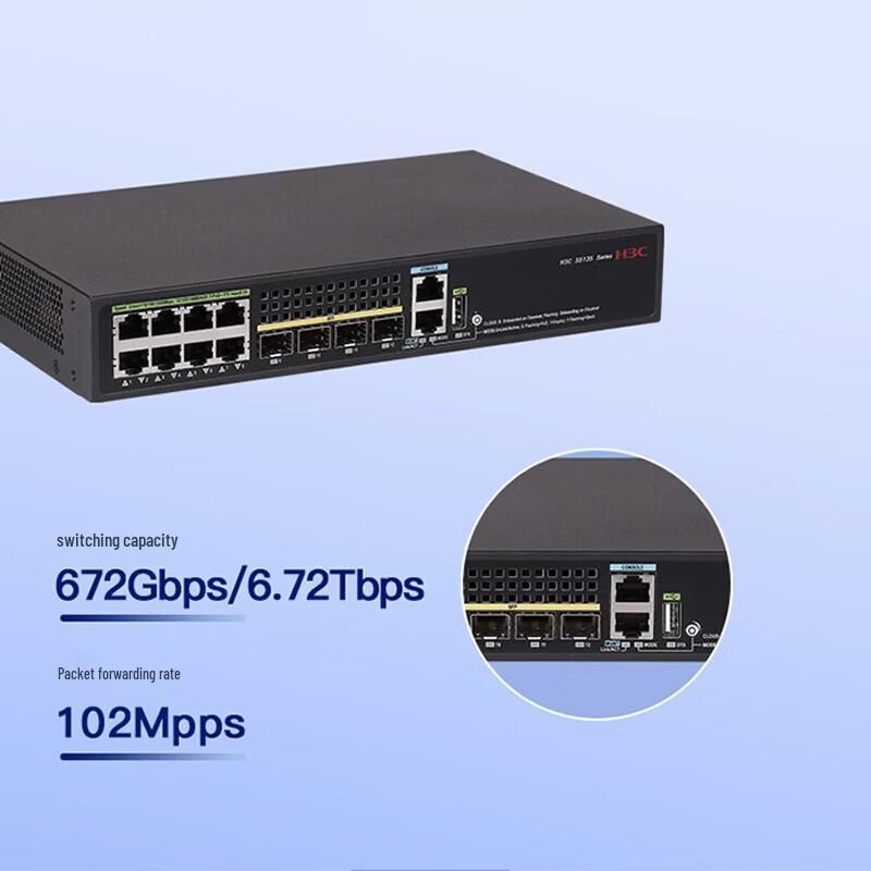 H3C S5135S-8FP4S-EI-Q 12-Port Gigabit PoE+ Managed Switch