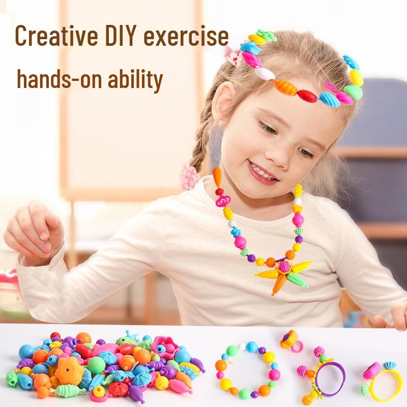 Children's DIY Beading Kit: Cordless Pop Beads for Necklaces & Bracelets
