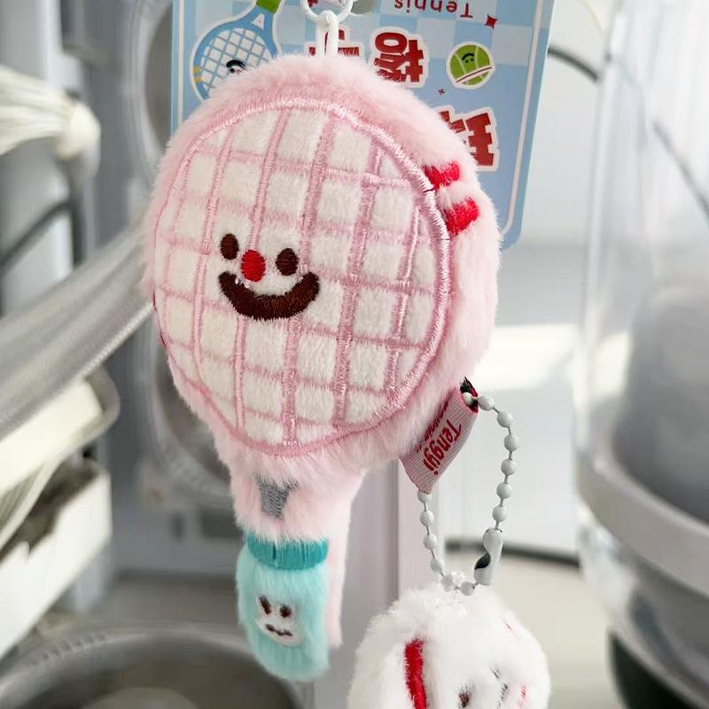 Cute plush tennis racket figurine pendant, bag, keychain pendant, couple's best friend pendant