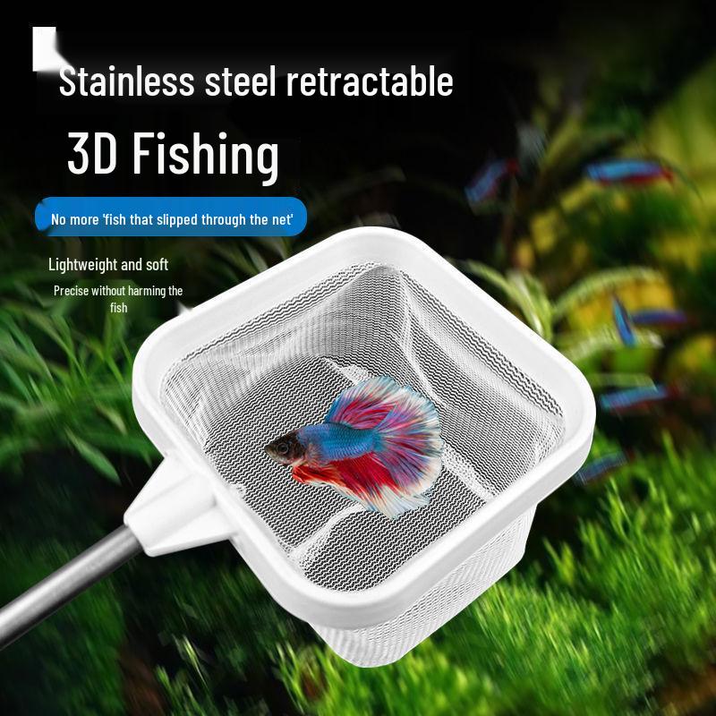 Small 3D Fish Scoop Net - Fine Mesh Handheld Net for Tropical Fish Tanks