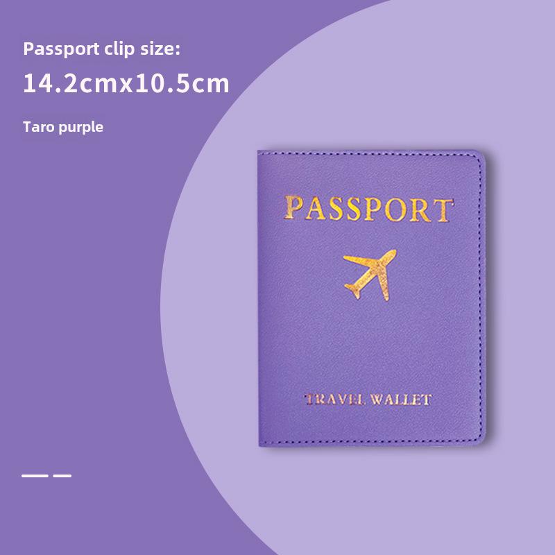 "PU Leather Luggage Tag & Passport Cover Set with Cross-Border Airplane Design"