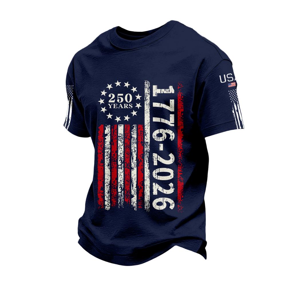 USA Anniversary Men's Casual Letter Print Short-Sleeve T-Shirt