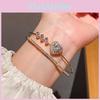 Luxury Heart Shape Double Layer Cuff Bracelet With Zirconia For Fashion Casual Wear