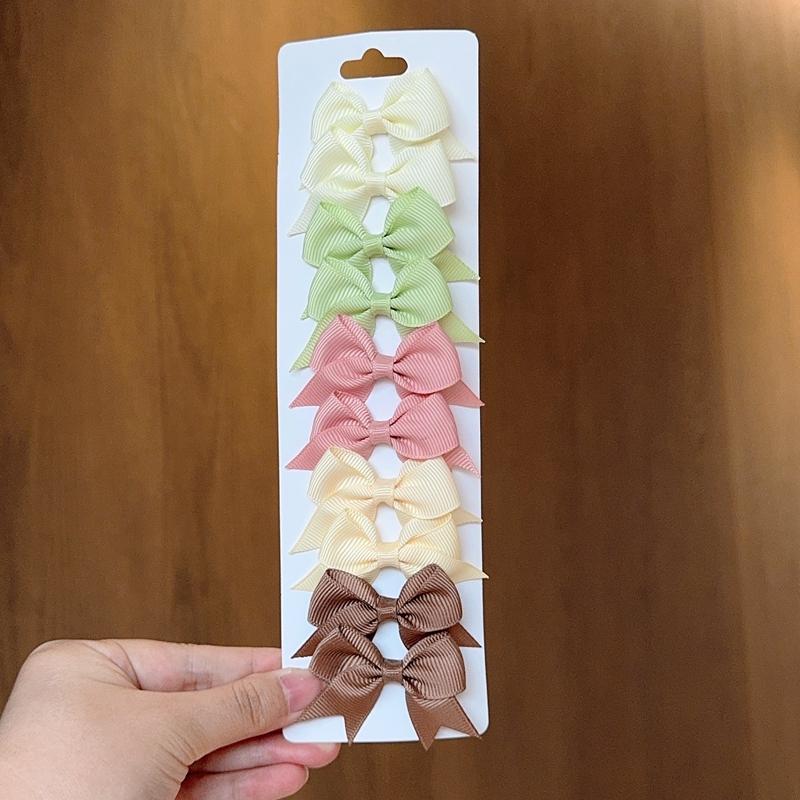 10Pcs/set Solid BB Hair Clips For Cute Girls Ribbon Bowknots Boutique Barrettes Hairpins Headwear Kids Hair Accessories Gifts