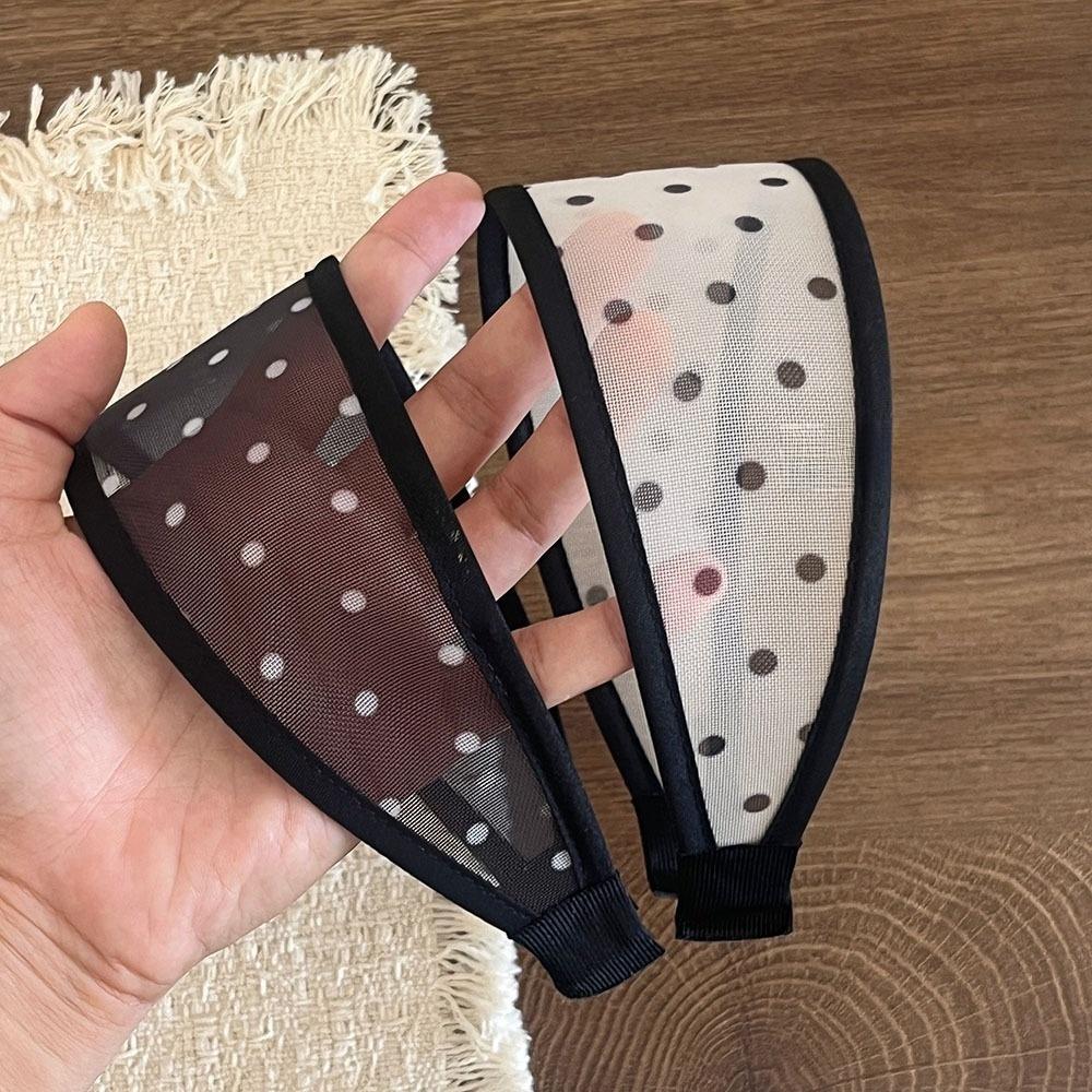 Soft Fabric Hair Hoop Polka Dot Pattern Wide Headband Comfortable Mesh Headband Travel Use