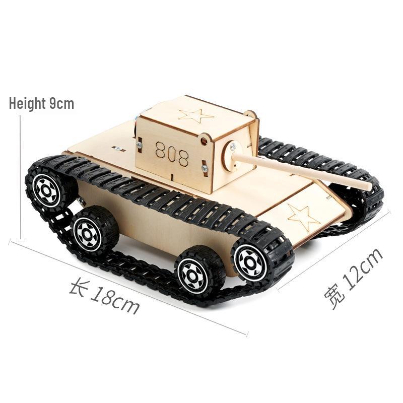 Children's Wooden Remote Control Tank Kit, Ages 4-14 – Educational STEAM Science Model for Primary School Students