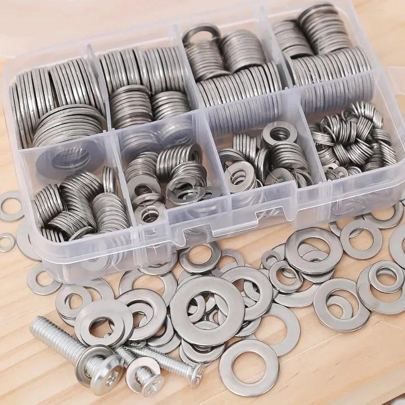 

180pcs Stainless Steel Sealing Solid Gasket Washer M2 M2.5 M3 M4 M5 M6 M8 M10 Flat Washers Rings Plain Gaskets Assortment Kits