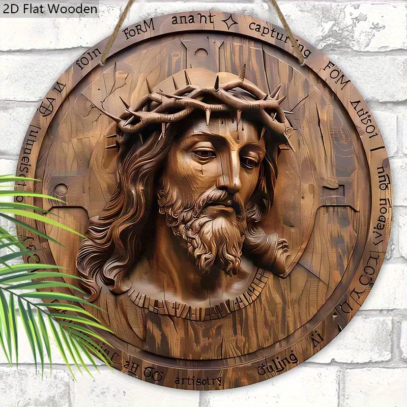 2D Flat Vintage Good Friday Wooden Sign - Jesus Navidad Round Plaque for Front Door, Wall, Church Hanging Decor - Ideal Gift for Friend