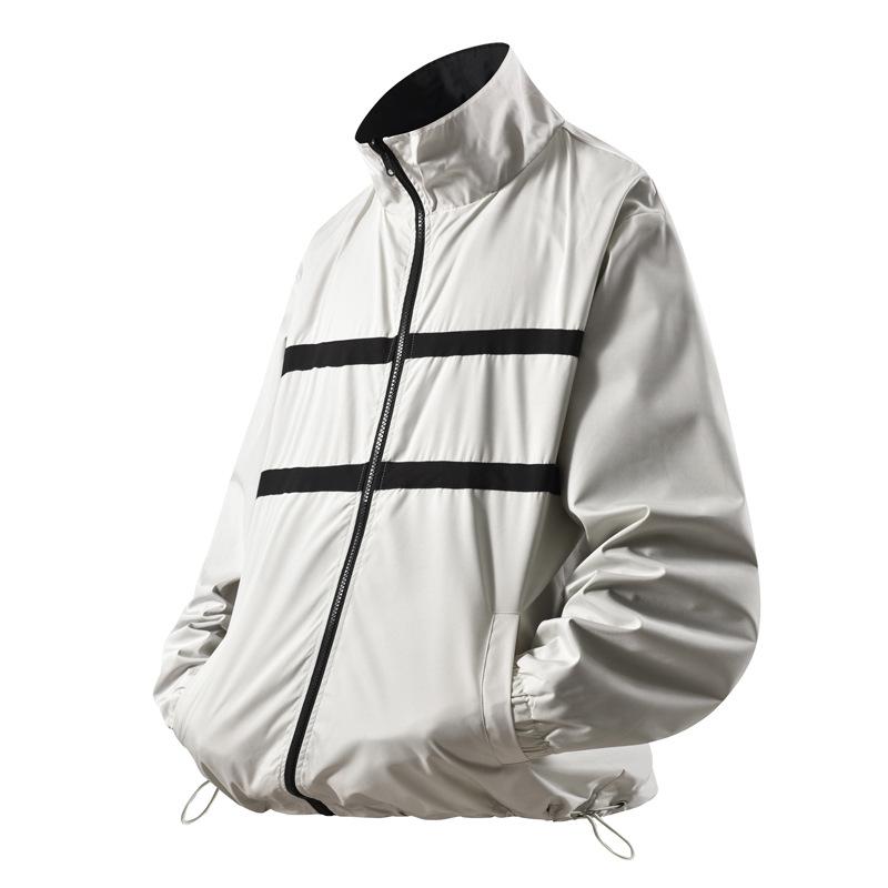 

Spring and Autumn Collar Workwear Jacket, Men s Double-sided Jacket, American Baseball Uniform, Loose Windbreaker L