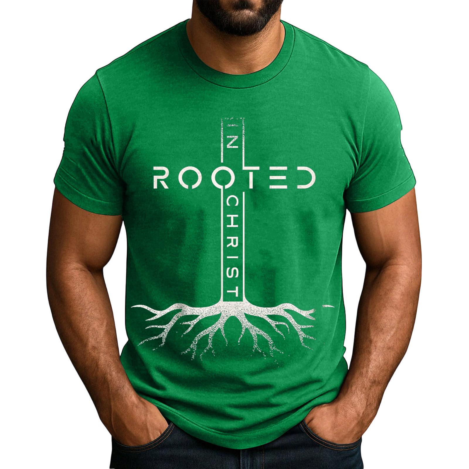 

Mens T-Shirts Cotton T Shirts for Men Rooted in Graphic Print T Shirt Men Casual Crew Neck Mens T Shirt Short Sleeve XXL