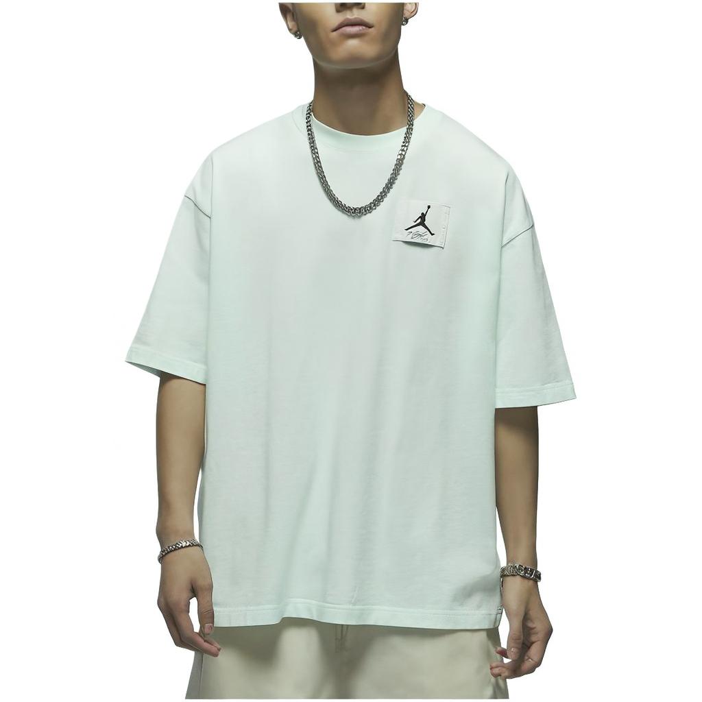 Jordan Flight Essential Einfarbiges Logo Rundhals Casual Pullover Locker Kurzarm Überschnittene Schultern T-Shirt Herren Tops Hellgrün DZ0605-394