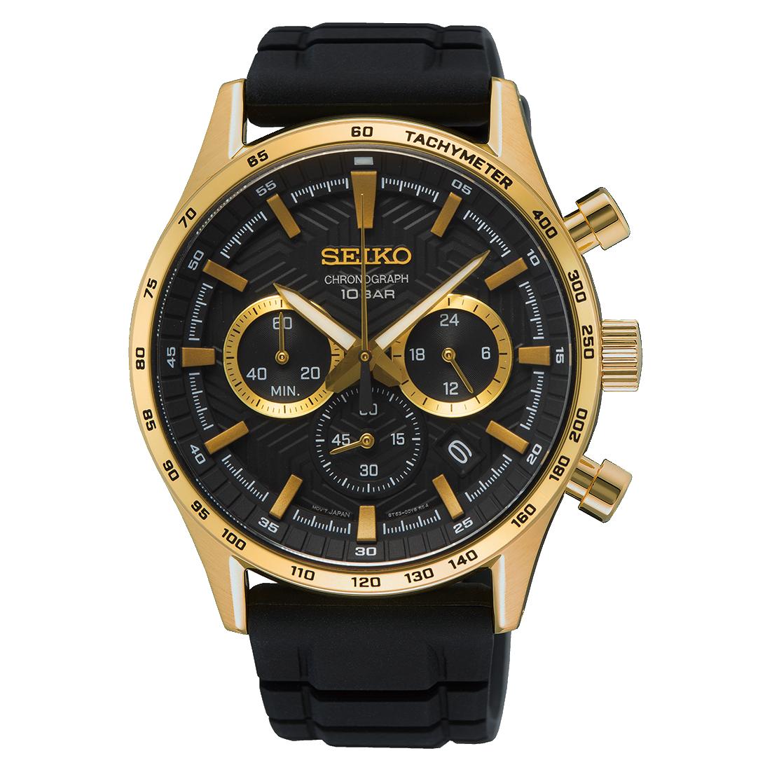 Мужские кварцевые спортивные часы SEIKO с хронографом SSB446P1 чёрный
