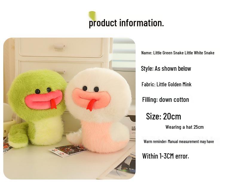 Adorable Small White Snake Plush Toy - Year of the Snake Creative Gift for Children