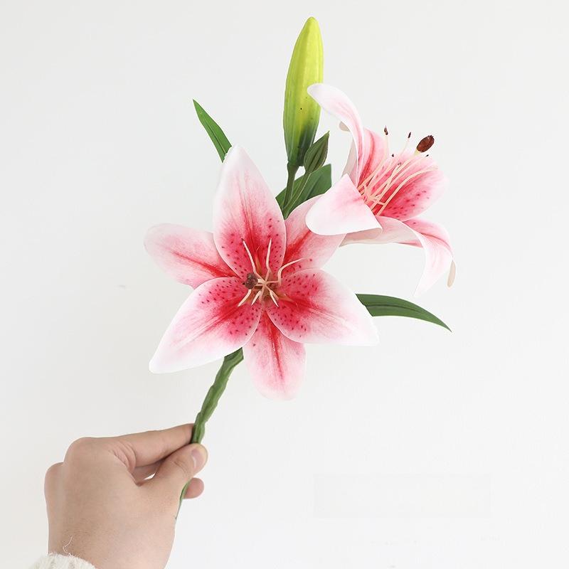 6pcs Artificial Lily Stems Bundle Fake White Flowers for Home Wedding Decor Vase Not Included
