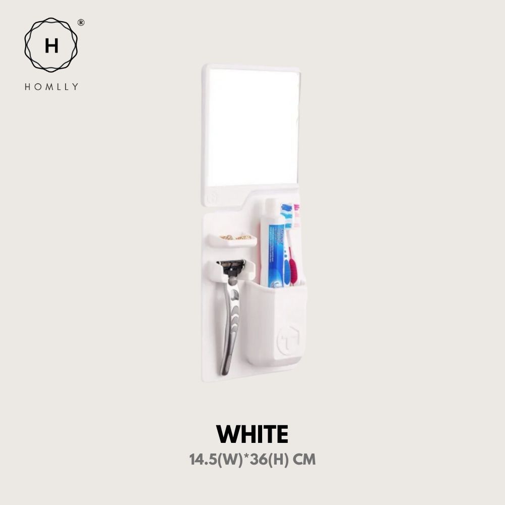 

Homlly Silicone Shower Mirror and Razor ToothBrush Holder білий