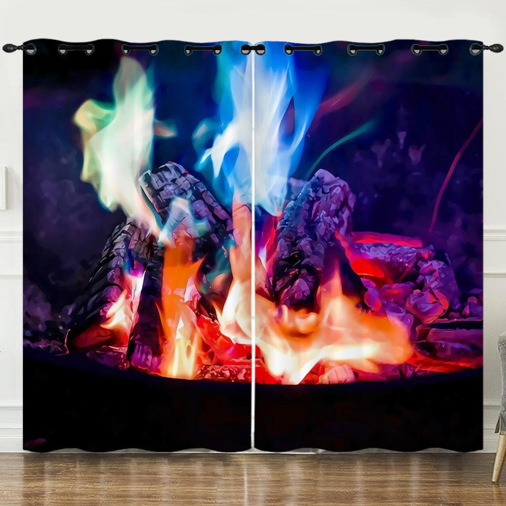 

Штора Костер 3D Цифровая печать Блэкаут штора на люверсах 97cm*114cm*2