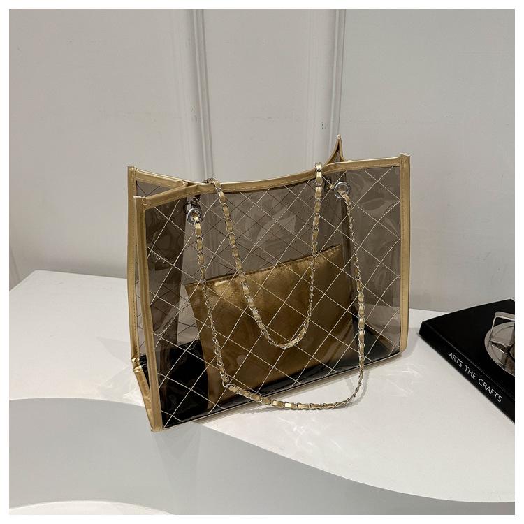 

2024 Spring Women s Large PVC Transparent Tote - Casual Shoulder Bag, Summer Trend