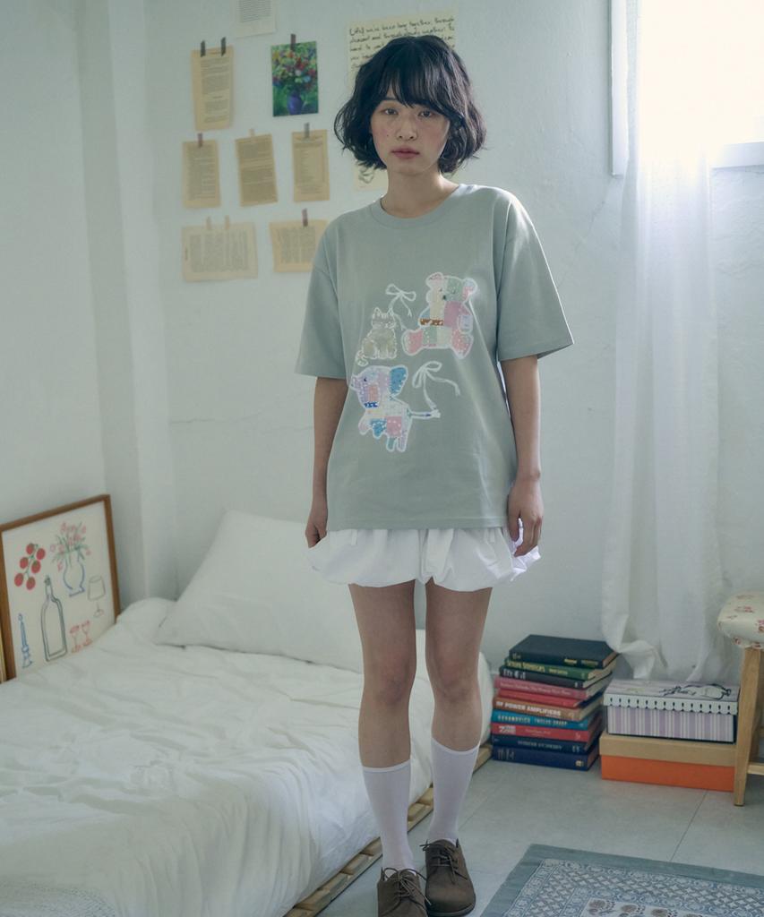 AMBLER Vintage Bear Graphic Short Sleeve T-Shirt As1314 (Green)