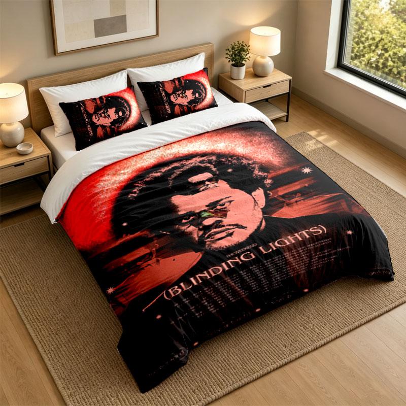 3Pcs Bedding SetThe Weeknd Soft Bed Sheet and Two Pillowcases Home Bedroom Decor